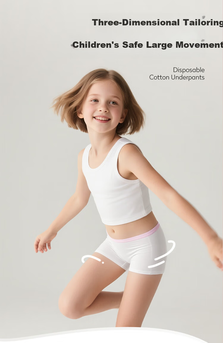 BANANA TRIP 100% Cotton Children's Disposable Antibacterial Boxer Briefs Class A Sterile Individually Packaged Girls 8-Pack XS 12