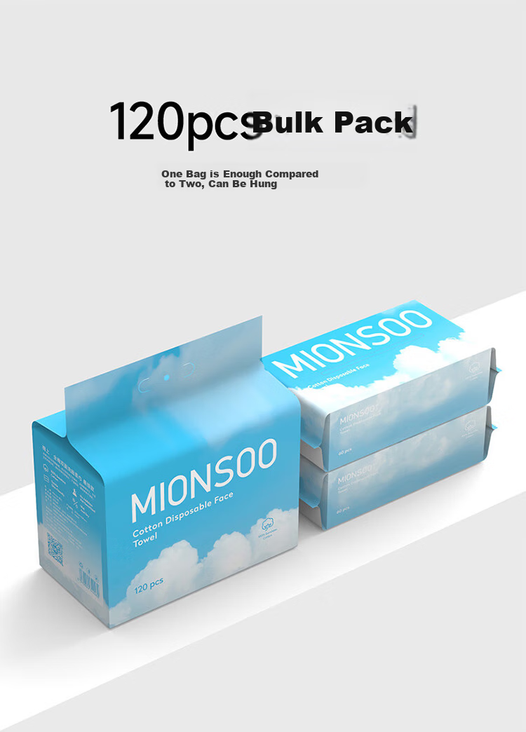 Mianshang Hanging Disposable Pure Cotton Facial Towels Dual-use Dry and Wet Face Wipes Family Pack 120 Sheets 3