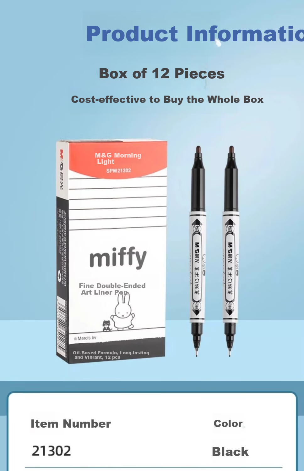 M&G M&G Black Dual-Tip Marker Pen, Waterproof Marker Oil-Based Pen, Children's Student Outlining Pen, Office Supplies, 12 Pcs SPM21302A 14