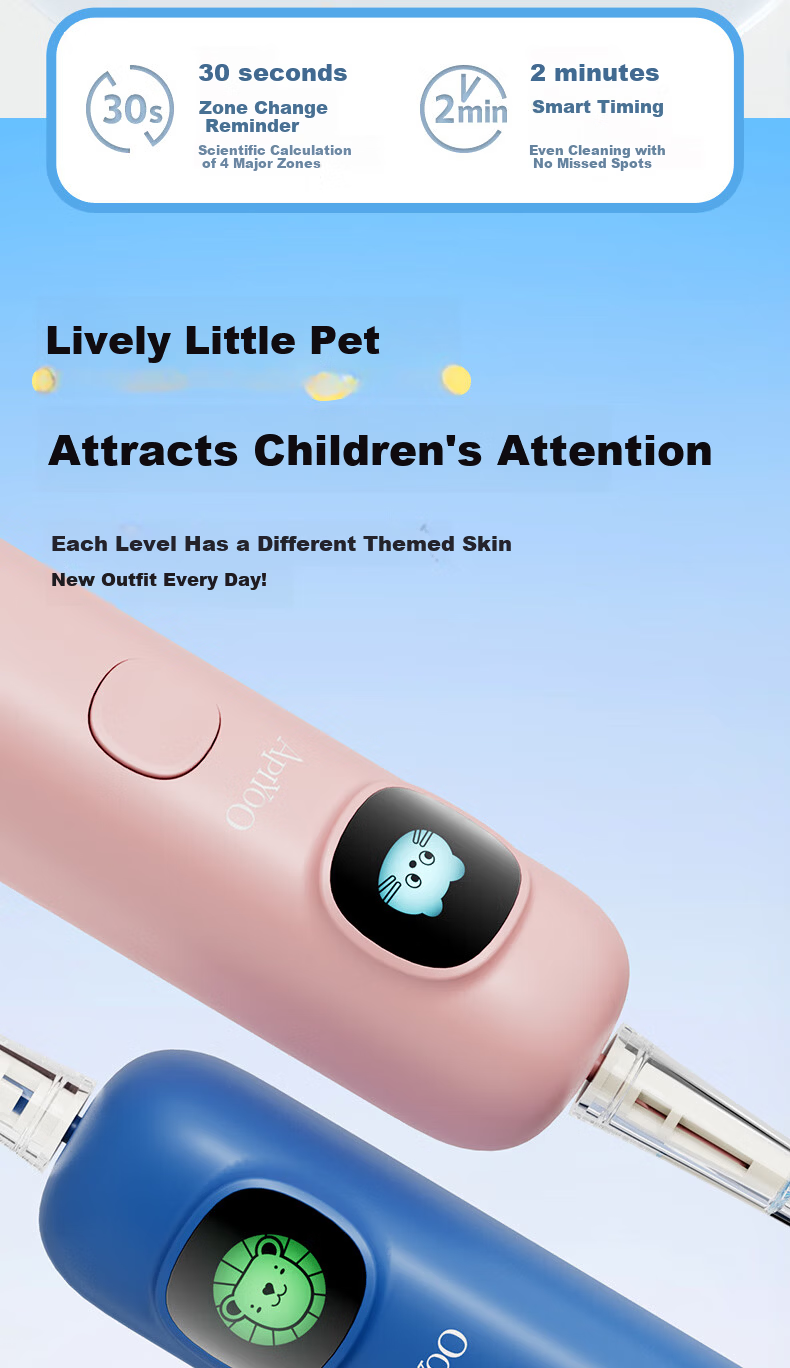 ApiYoo A9pro Upgraded Kids Electric Toothbrush Smart Real-Time Voice Reminder Soft Bristles Gum Care for Children Ages 3-6-15 Boys and Girls Children's Festival Birthday Gift 12