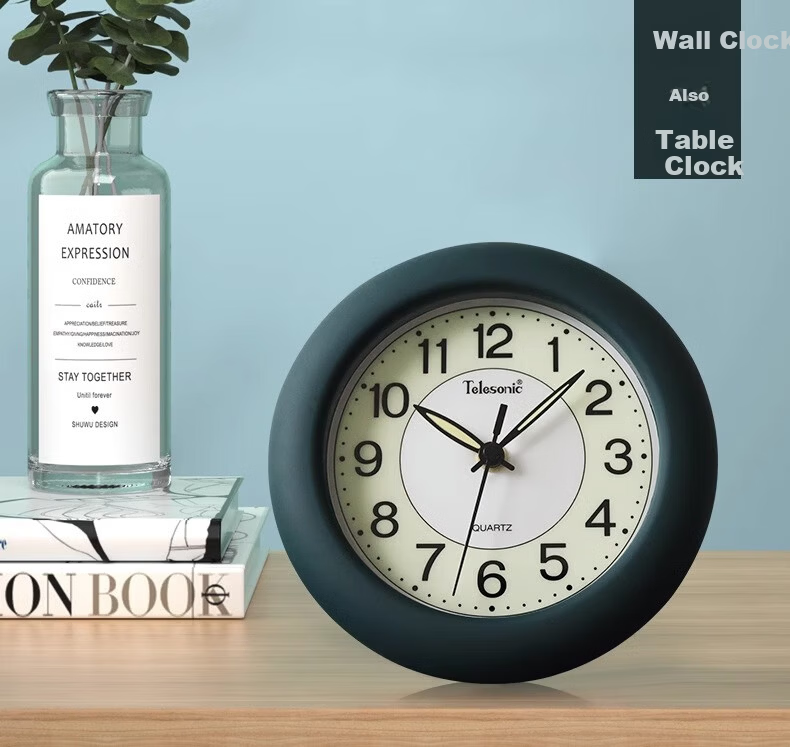 Telesonic 17cm Quartz Wall and Desk Clock, Creative Minimalist Luminous Bathroom and Living Room Clock 4