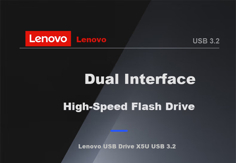 Lenovo 32GB Type-C Dual Interface USB 3.2 High-Speed Metal USB Flash Drive for Phone and PC, Large Capacity, Dual-Head, Car, Study, Office, Business USB Drive X5U - Silver 1