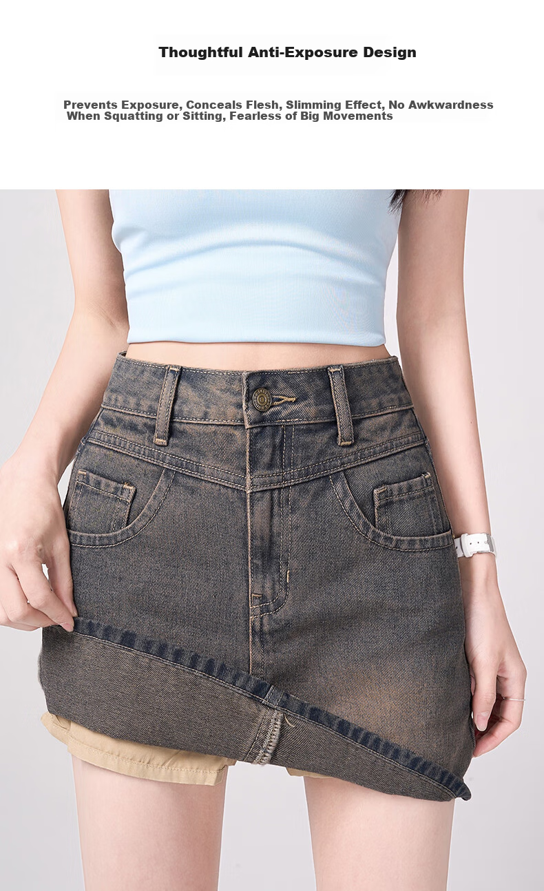 Jeanswest Women's High-Waist Slim Fit Casual Denim Skirt, Bodycon A-Line Retro Blue, Size S 2