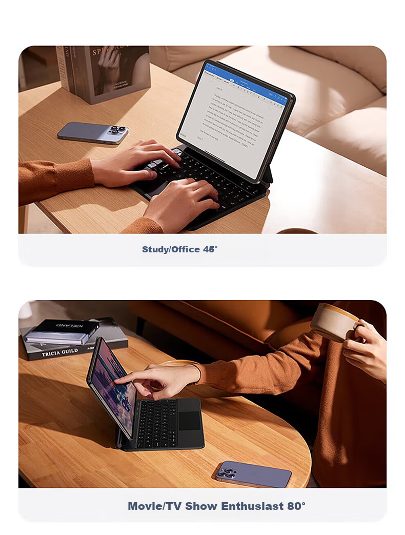 Soyin Wireless Keyboard for Apple iPad Pro 13-inch 2025/24 Model Integrated Bluetooth Magnetic Floating Dual-Sided Clip Touchpad Case 18