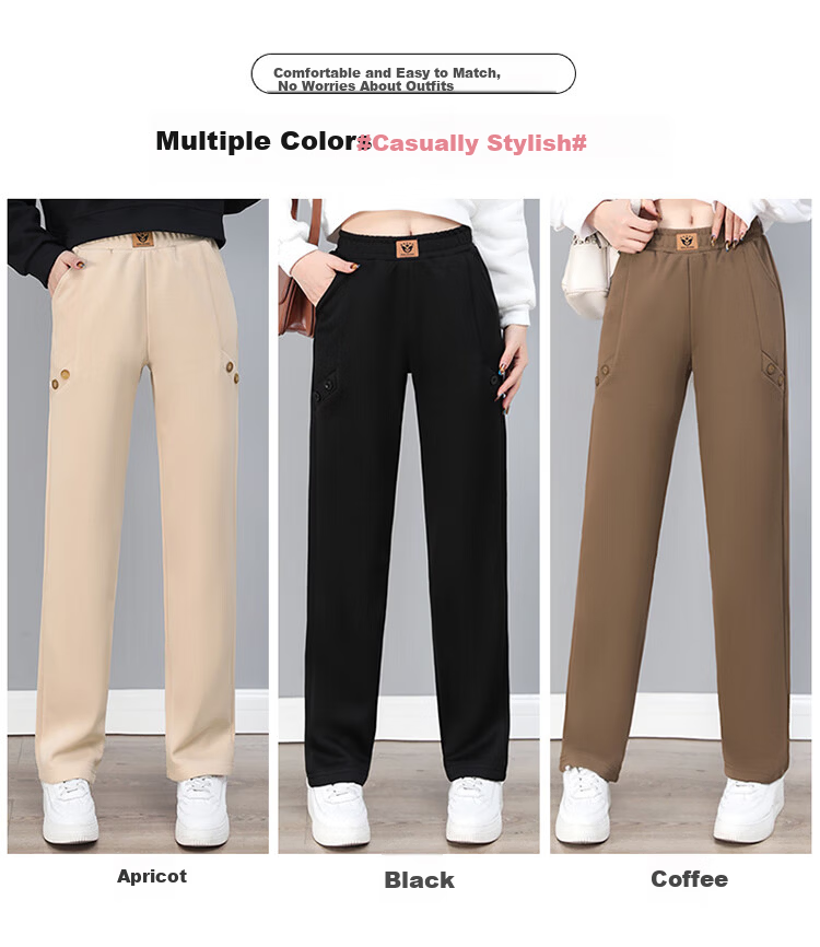 Woodpecker Women's Versatile Straight Loose Slimming Long Pants Spring Autumn New High Waist Sports Casual Pants Black 2XL 11