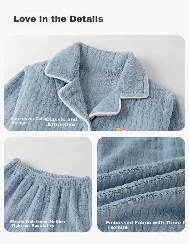 YEEHOO Children's Autumn Winter Fleece Anti-Static Homewear Outerwear Boys Girls Thickened Pajama Set 10