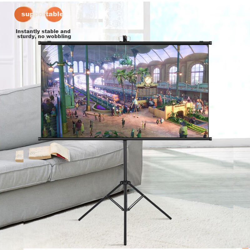 Ganyi HD Portable Stand Projection Screen White Fiberglass C84 Inch 16:9 Compatible with All Lumen Projectors for Outdoor Camping Travel Parties