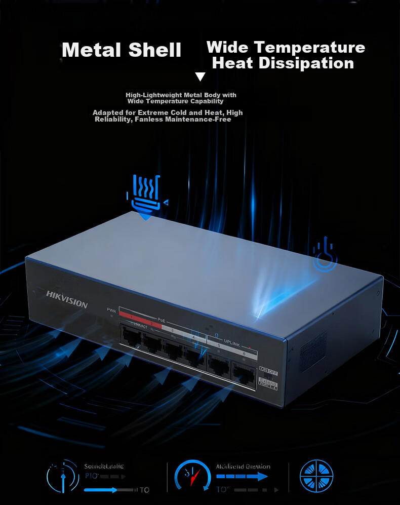 HIKVISION 10-Port 100Mbps POE Switch with Metal Shell for Heat Dissipation, Unmanaged, Extends Network Cable Transmission, Home Network Hub, Security Monitoring Network Splitter 5