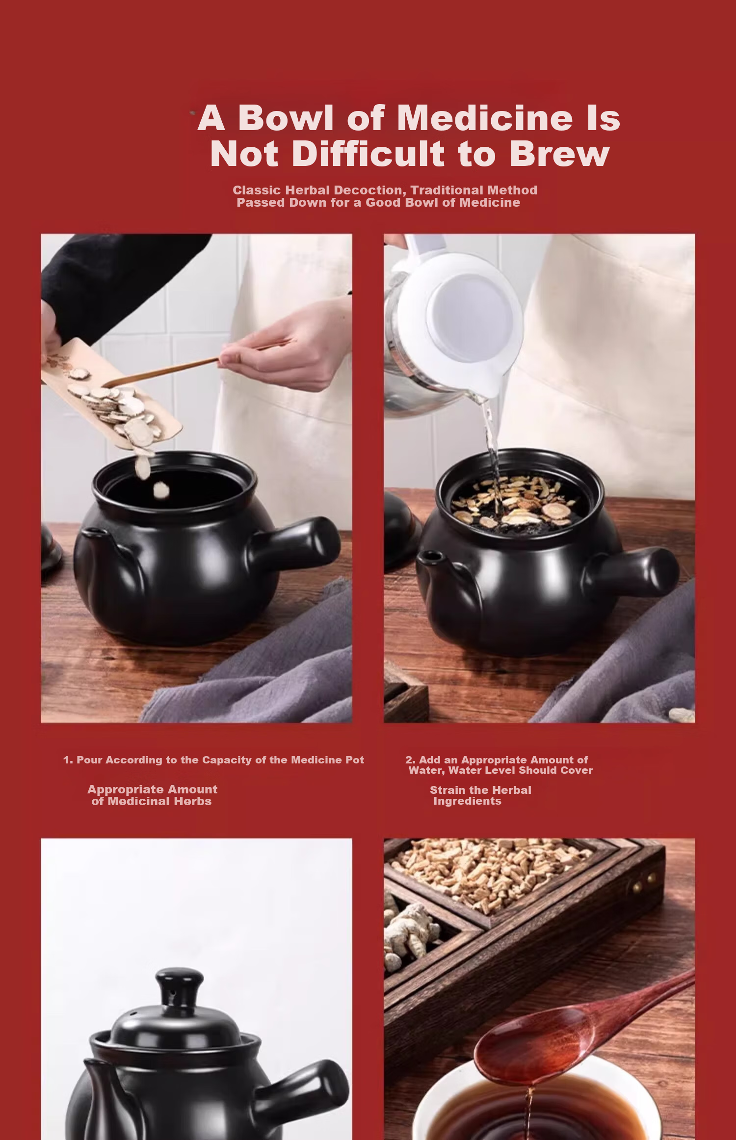 Pearson [Lian Jie Same Style] 4L Ceramic Herbal Medicine Cooking Pot Heat-Resistant Traditional Chinese Medicine Decoction Pot 10