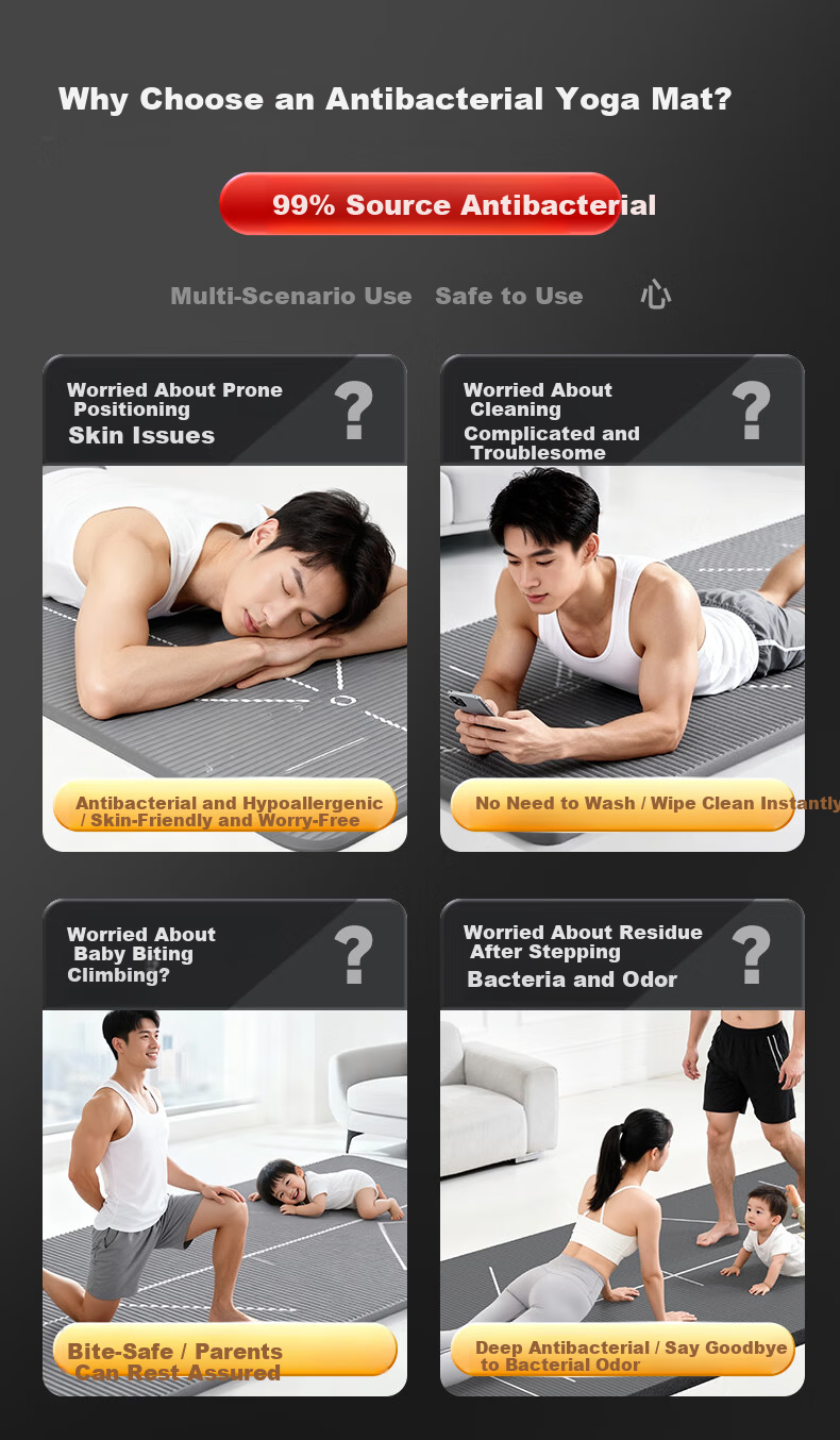 LI-NING Yoga Mat Unisex Fitness Antibacterial Thickened Non-Slip Home Exercise Mat Jump Rope Soundproof Shock Absorption Sit-Up Mat 2
