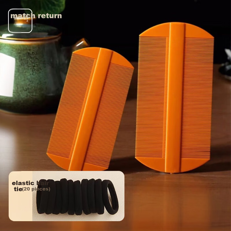Chense Lice Comb and Hair Tie Set - Ultra-Dense Fine Tooth Comb for Removing Lice Eggs, Dandruff, and Head Lice