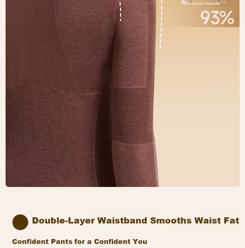 GRACEWELL Women's Thermal Sportswear Autumn Winter Wool Heat Retaining Slim Fit Base Layer Set Autumn Top and Bottom Cocoa Brown F 11