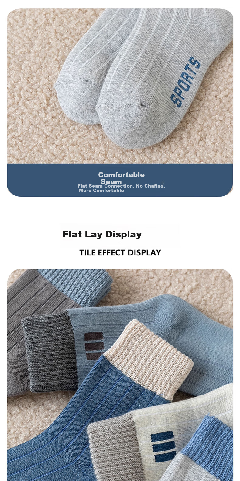Miiow 5 Pairs Kids Socks Boys Autumn Winter Thickened Fleece Mid-Calf Cotton Terry Warm Socks for Older Children and Teens 10