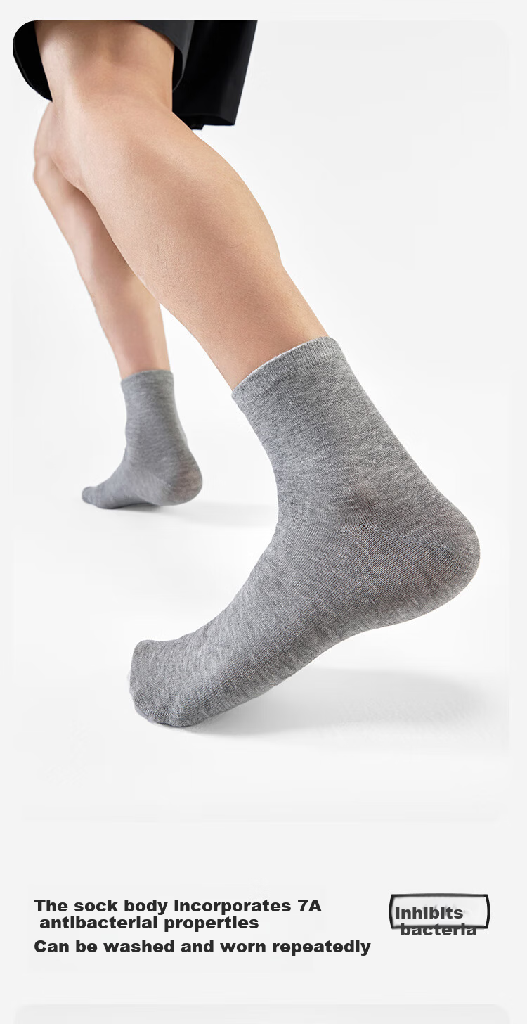 HLA Disposable Cotton Mid-Calf Socks for Men and Women 7A Antibacterial Travel Daily Use No-Wash Sports Casual Mid-Length Socks 7 Pairs Pack 4