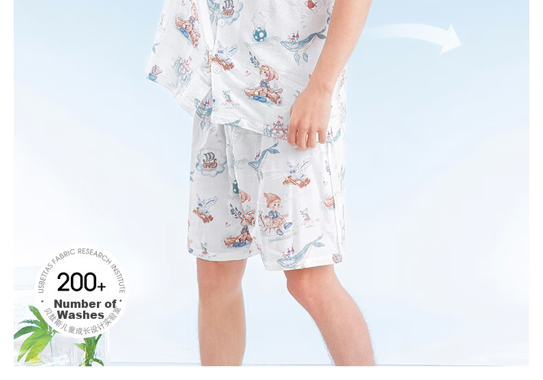 Beitaisi Children's Pajamas, Breathable New Home Wear Set, Thin Cool-Feeling Baby Summer Short-Sleeve Clothes 16