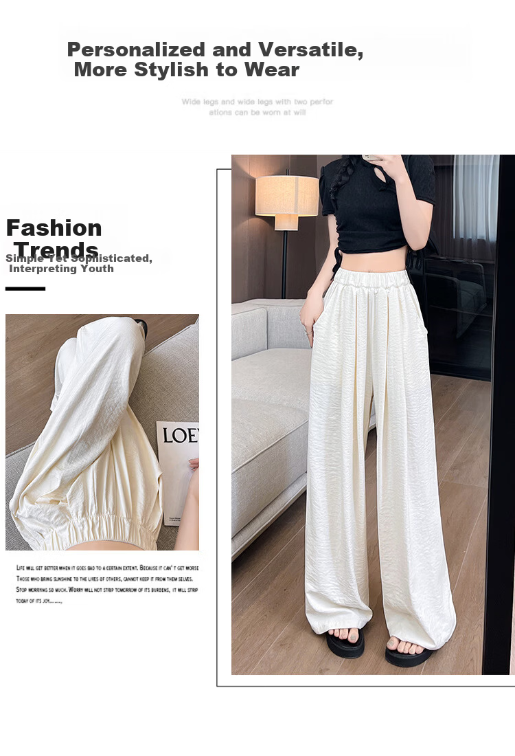 FitonTon Naifu Shanben Women's Autumn Winter New High Waist Draped Slim Casual Loose Lazy Texture Wide Leg Pants 3