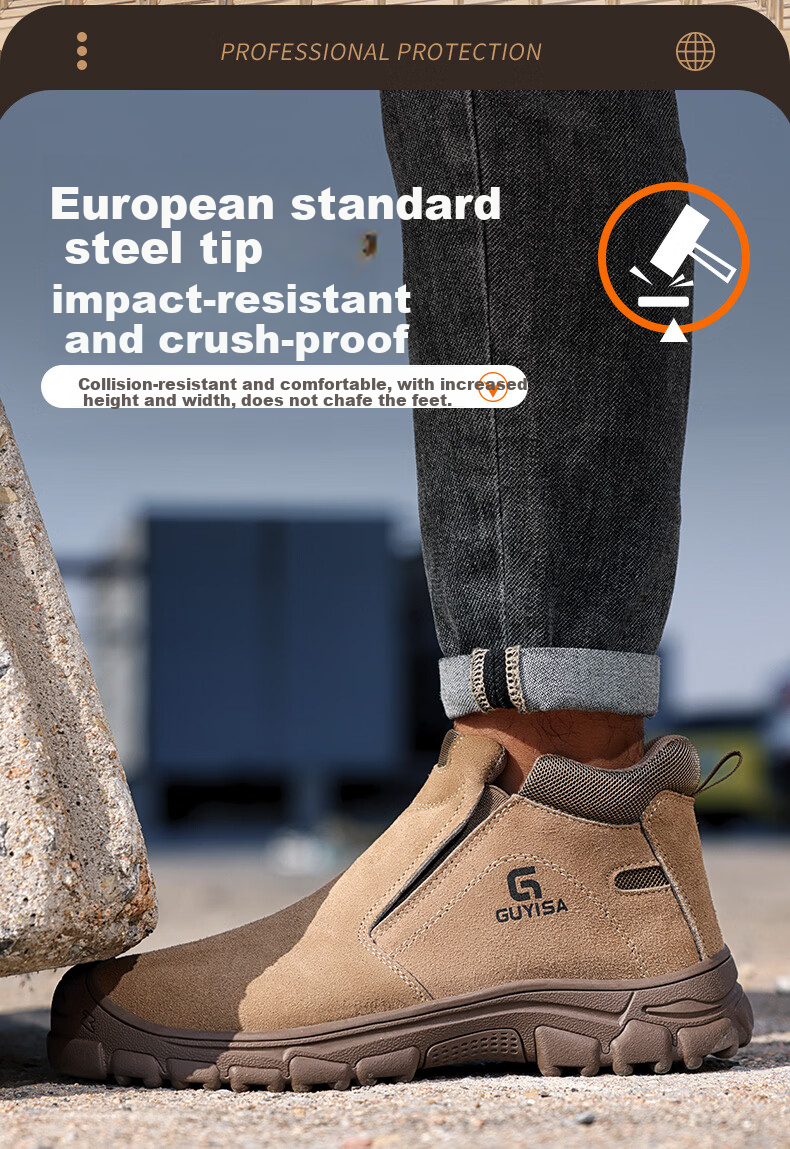 GUYISA Men's Breathable Welding Labor Protective Shoes Steel Toe Anti-Smash Anti-Puncture Anti-Scald Lightweight Safety Work Shoes 3005 Size 38 4