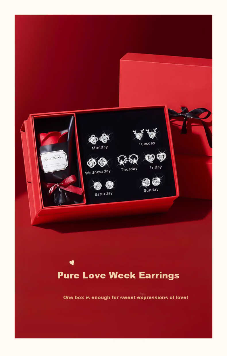 Chow Tai Fook Weekly Light Luxury High-End Silver Stud Earrings for Women Gift Box Birthday Present for Girlfriend 1