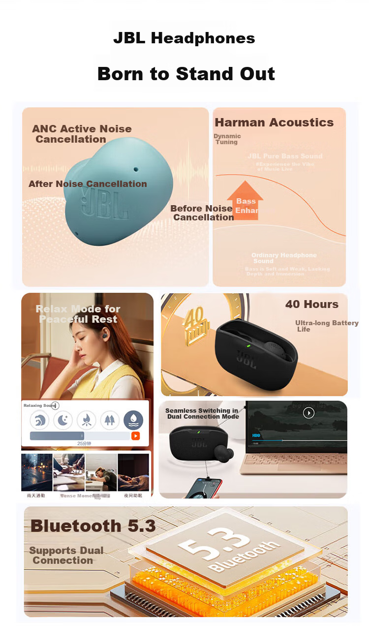 JBL WAVE BUDS 2 True Wireless Bluetooth Earphones, Active Noise Cancellation In-Ear Headphones for Calls And Music, Compatible with Apple, Huawei, Xiaomi Phones, Pink 3