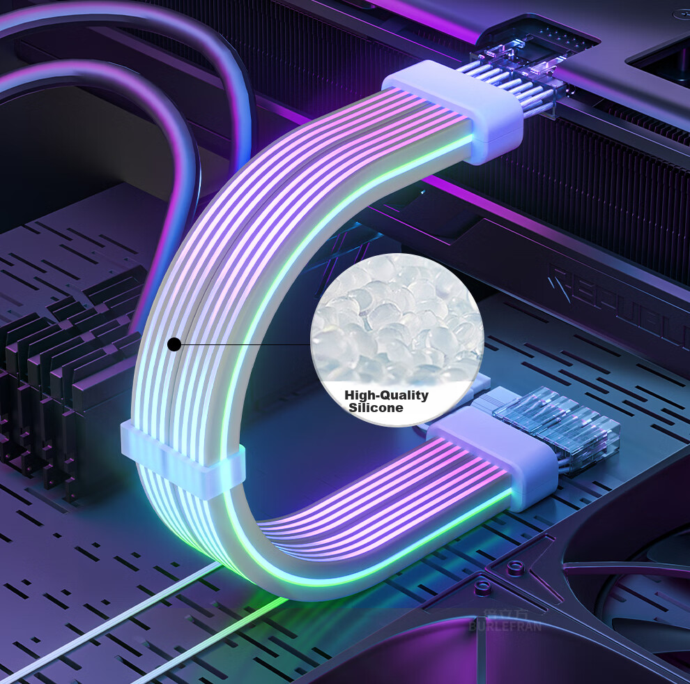 BURLEFRAN 3rd Generation Neon Cable DY-2 8pin*2 Graphics Card Neon Cable (Graphics Card Light Extension / 5V ARGB Aura Sync) 34CM 5