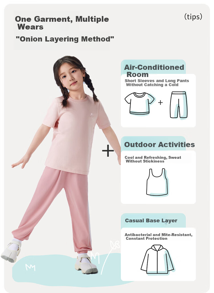 THREEGUN Children's Cooling Modal Antibacterial Long Pants T60035B01 Dark Blue 165 8