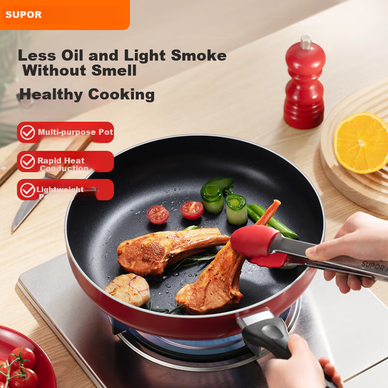 Supor Non-Stick Frying Pan Colorful Steak Pan 28cm Gas Stove Flame Compatible EJ28M4