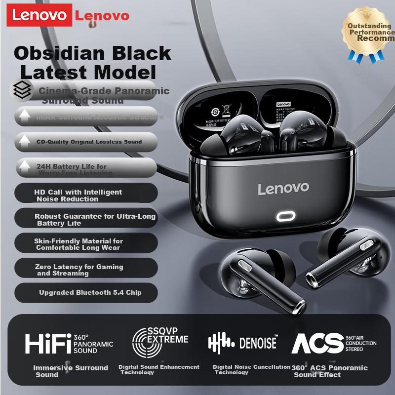Lenovo Bluetooth Wireless Noise-Cancelling Semi-In-Ear Headphones High-Quality Sound Long Battery Life Sports Running EA269 Storm Gray Official JD Self-Operated