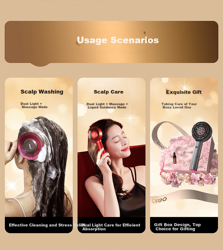 Breo Scalp3S Scalp Massager Comb Smart Massager Deep Space Black Red Light Hair Care Scalp Nourishing Head Massager Birthday Gift for Mom Wife Girlfriend 3
