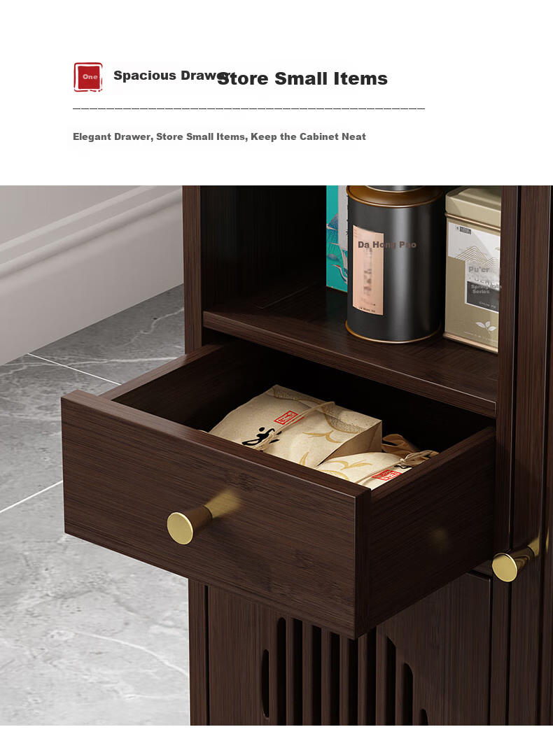Taomengju New Chinese Style Mobile Tea Table Home Small Tea Stand Living Room Tea Cart Balcony Tea Table Kettle Integrated Tea Cabinet Side Table 7