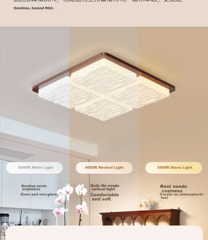 ARROW Walnut Color Ceiling Light with Original Philips Light Source, Vintage Wood Style, Whole House Smart Package 15