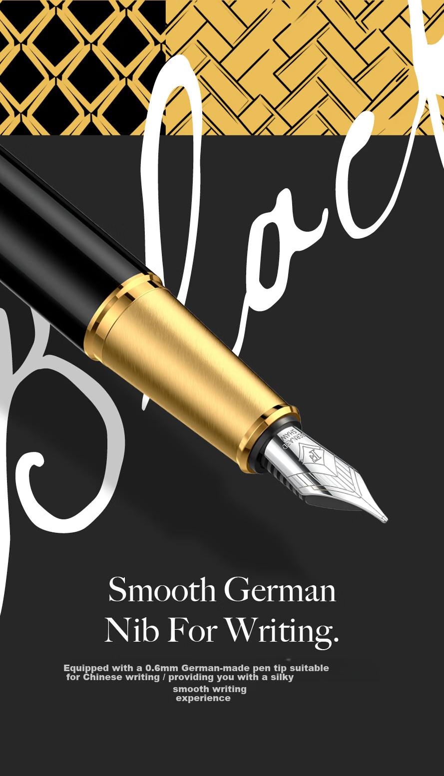 Bernard Shaw Starry Night Black and Gold Luxury Fountain Pen Gift Set for Adults with Notebook High-End Business Office 2