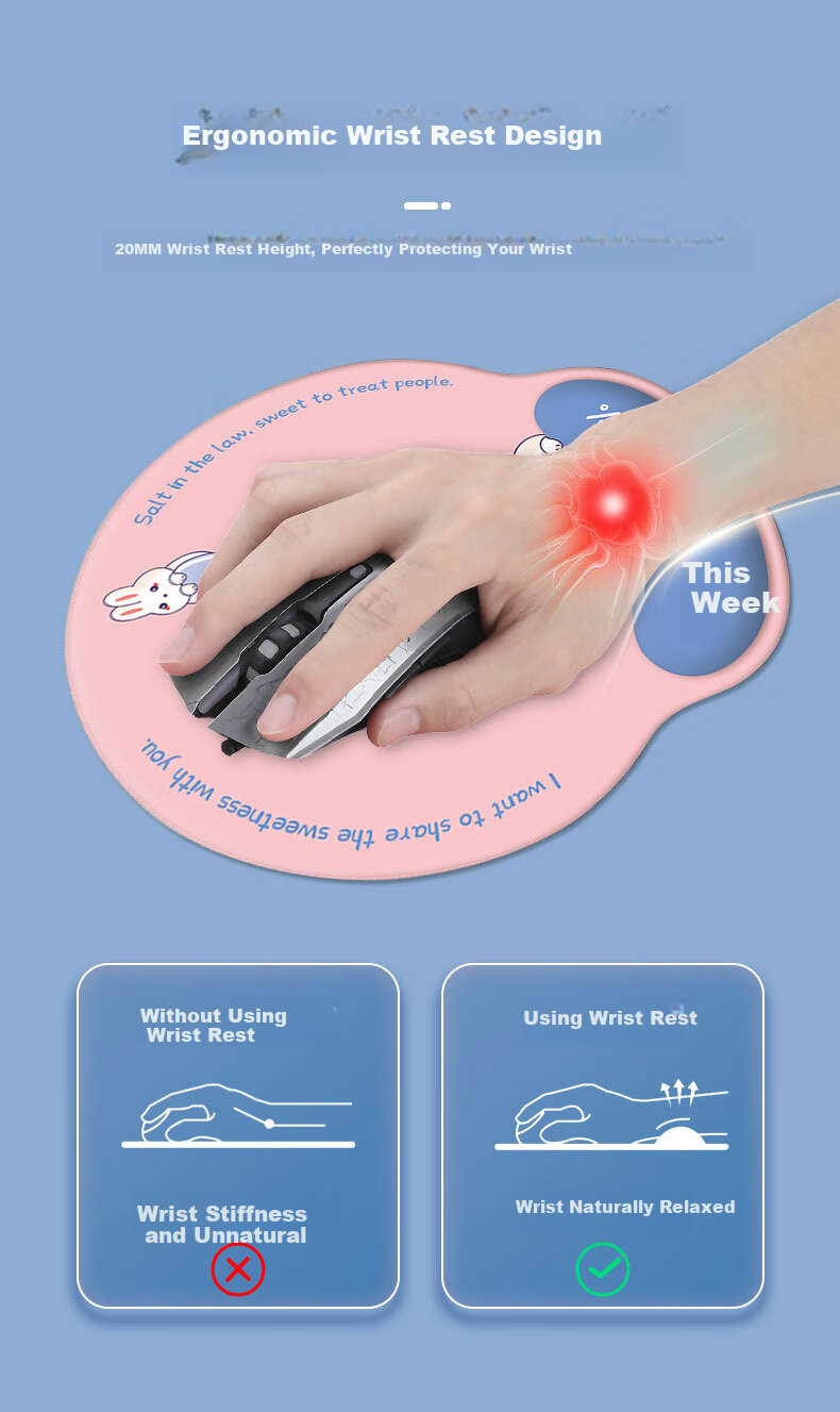 JPLAYER Women's Wrist Support Pad Creative Minimalist Laptop Mouse Wrist Rest Non-Slip Silicone Mouse Pad Wrist Protector for Men 6