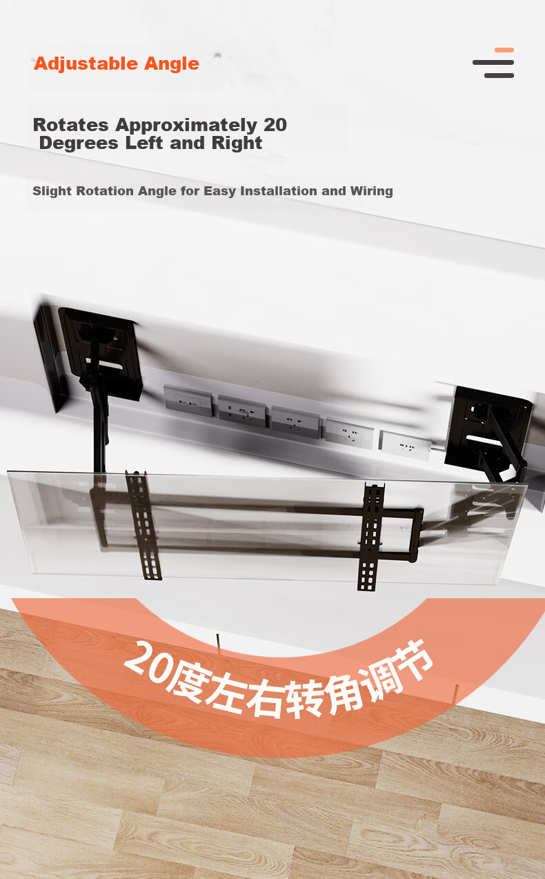 KALOCNX75 Ultra-Thin Embedded Dual-Arm Telescopic TV Wall Mount Bracket for 50-75 Inch Hisense Xiaomi Skyworth TCL TVs 12