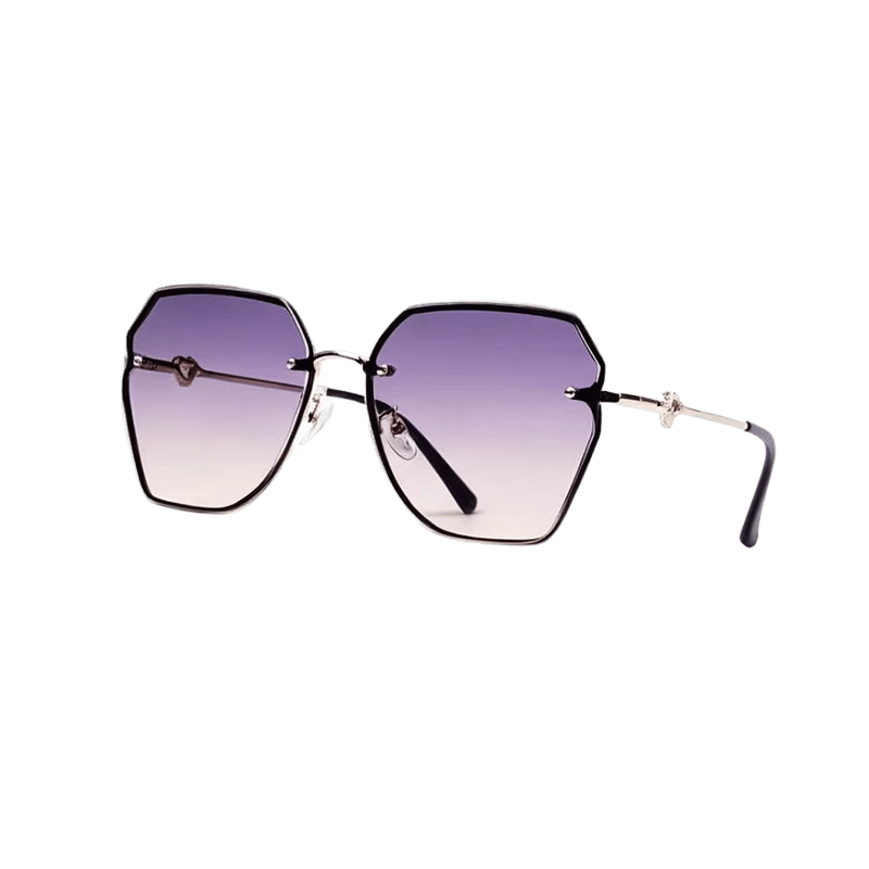 Angelamiao Fashion Women's Frameless Sunglasses with Cut-Out Edges, UV Protection, Bare-Faced Slimming Sunglasses for Back-To