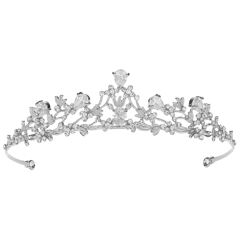 Kousu Crystal Princess Crown Headband Birthday Rhinestone Tiara Headpiece Elegant Hairband Bridal Hair Accessory Spring Summer Gift