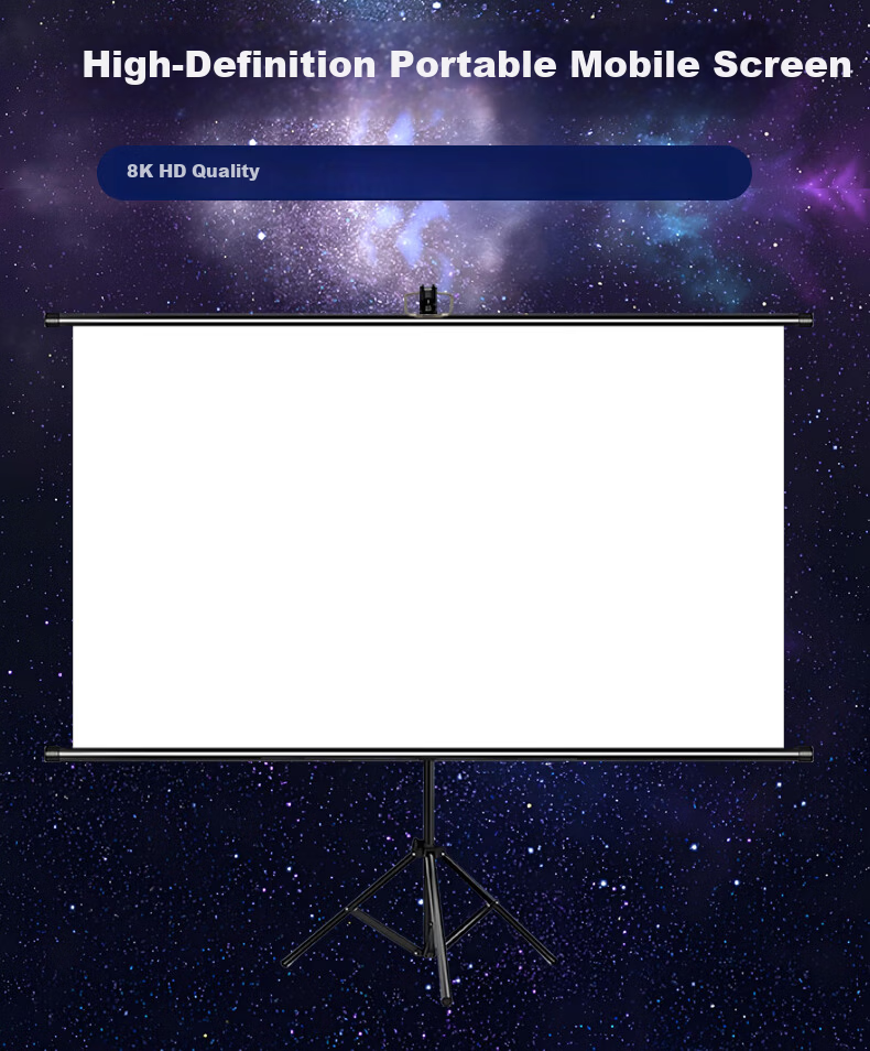 Ganyi Ultra-Clear Portable Stand Projection Screen White Light BWG84 84-inch 16:9 Compatible with All Lumen Projectors for Outdoor Camping Travel Parties 2