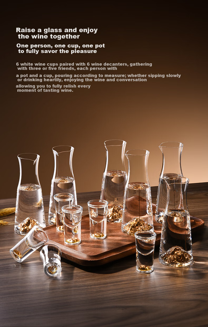 Cheer Jinshan Premium Baijiu Glass Decanter Set 100ml Wine Set Small Glasses 6 Decanters 6 Cups Gift Box Set 5