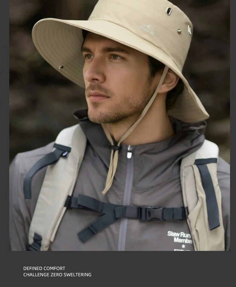 Romon Men's Fisherman Sun Protection Hat Summer Outdoor Breathable Sunshade Cap for Mountaineering Fishing Hiking UV Protection Wide Brim 24