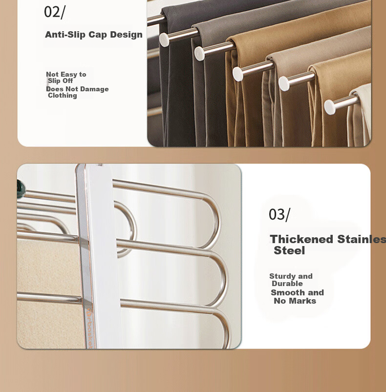 40,000km Folding Pants Hanger Multi-Layer Multifunctional Non-Slip Trouser Rack Home Use Pants Clip Organizer 13