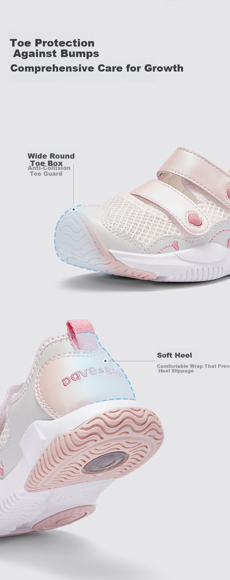 DAVE & BELLA Kids Mesh Sandals Girls Sports Shoes Summer Breathable Toddler Shoes Kindergarten 1
