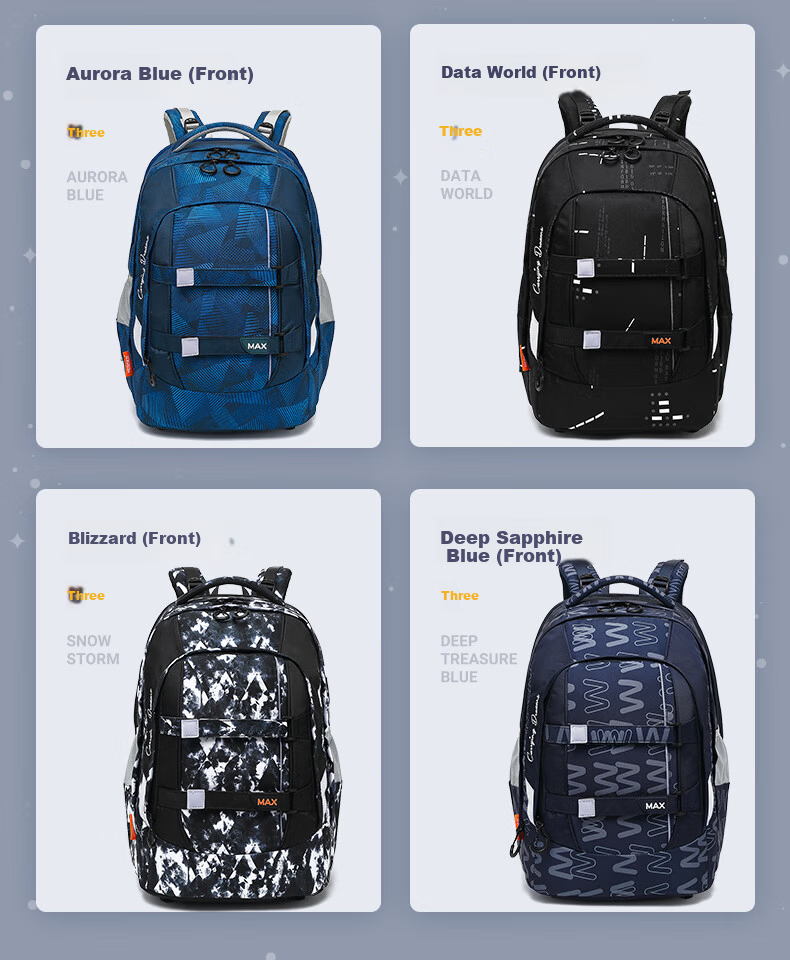 Herder Large Capacity Middle and High School Student Backpack for Boys and Girls, Grades 7-12, Ergonomic Spine Protection, Expandable, Lightweight, Stylish Double Shoulder Bag 13