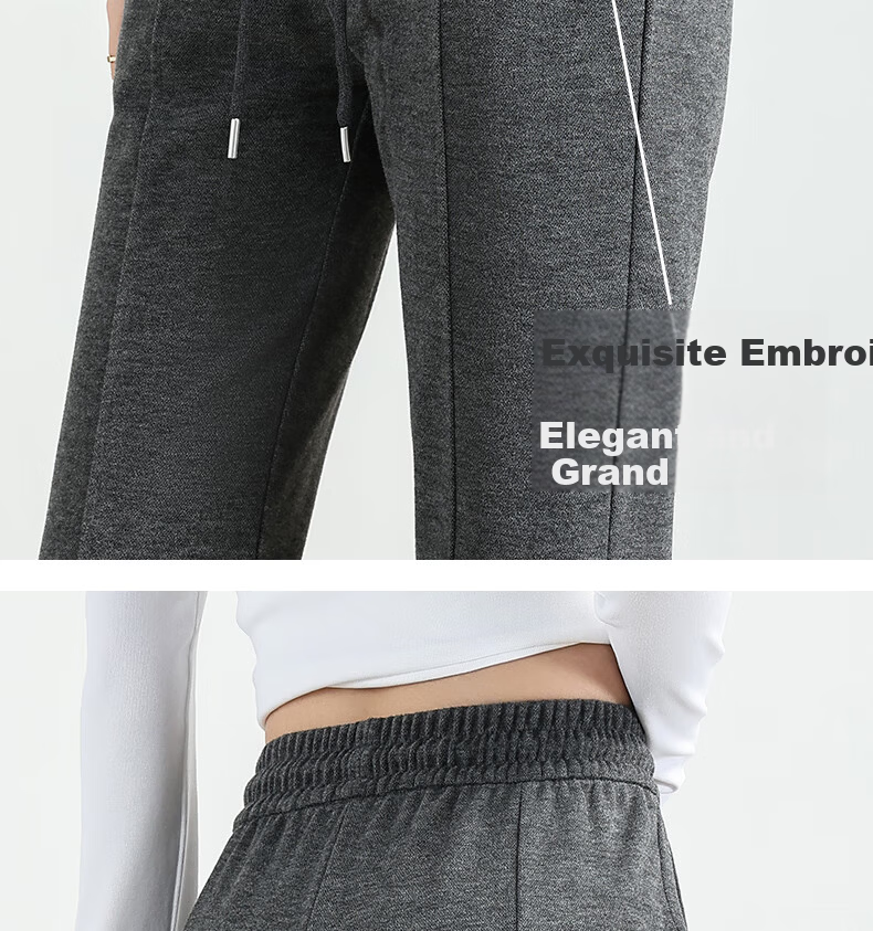BOPRUIEY Women's Micro Flare Sweatpants, Spring And Summer 2026 Thin Style, Draping Slimming Mid-Rise Embroidered Flared Pants Casual Trousers for Wome 10