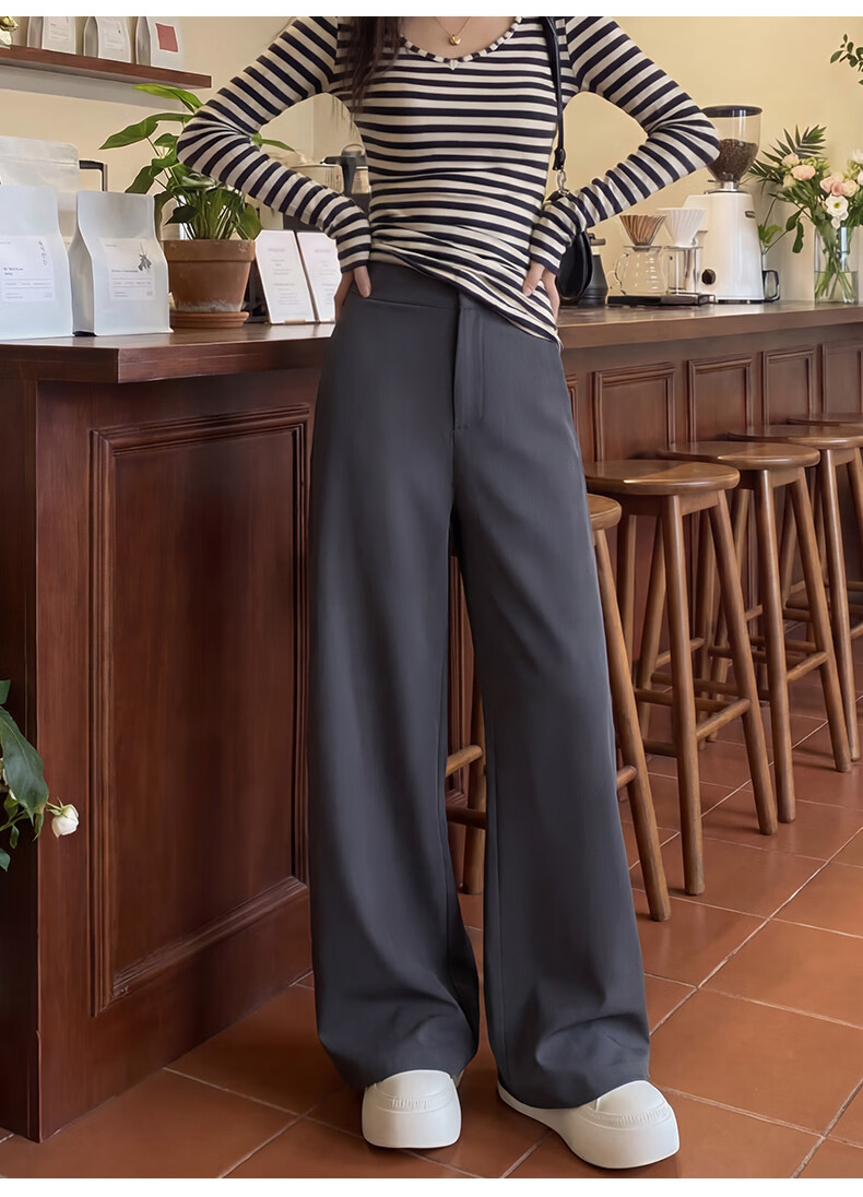 Borui Women's Casual Dress Pants 2026 New Spring Summer Flowing Wide-Leg Slim Straight-Leg Suit Trousers 28