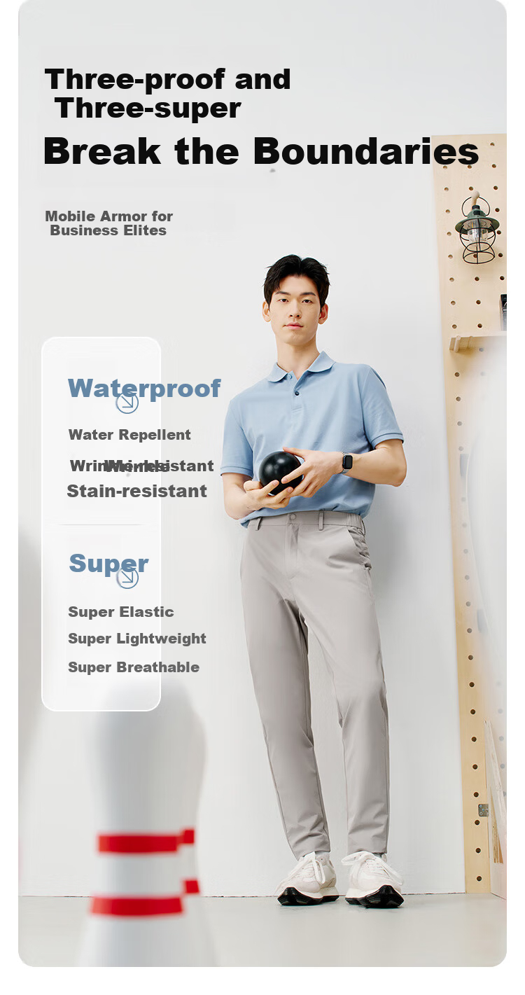 JD Jingzao Four-Way Stretch Men's Casual Pants High Elastic Outdoor Men's Pants Spring Casual Sports Trousers Navy Blue M 3