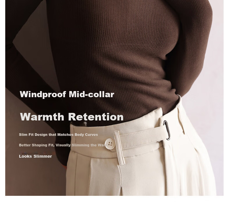 MiiOW Women's Half Turtleneck Fleece-Lined Thickened Base Shirt 2025 New Autumn Winter Warm Inner and Outer Wear Top 5