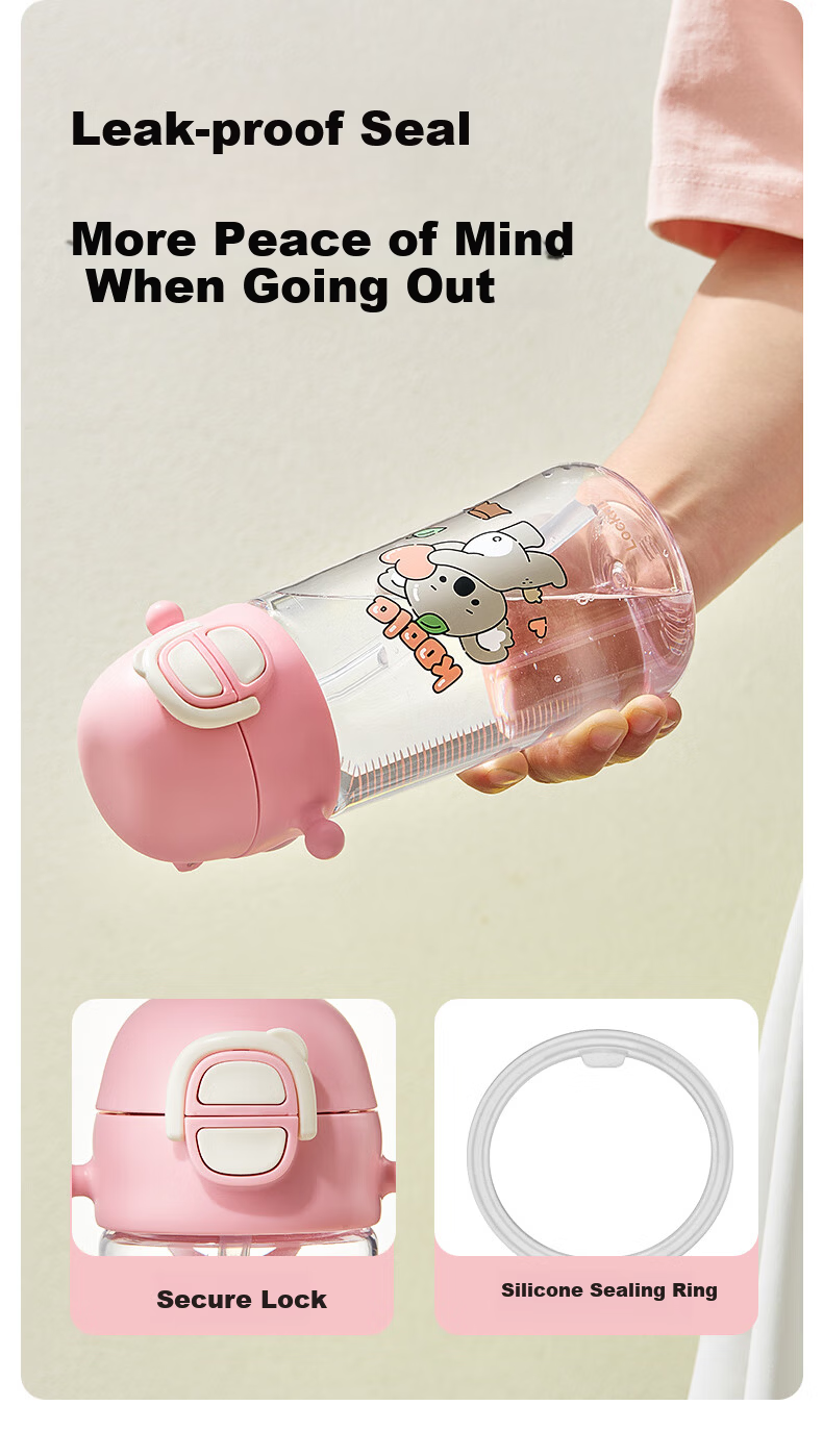 Lock&Lock Kids Water Bottle 3-6 Years Old Kindergarten Straw Cup Primary School Direct Drinking Bottle 5