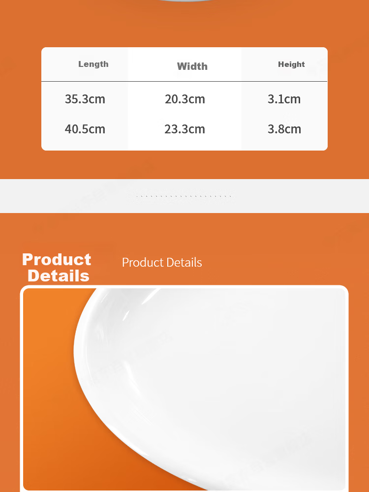 Jinwanfu Melamine Fish Plate Oval Commercial Imitation Porcelain Serving Dish 35.3cm*20.3cm*3.1cm 4
