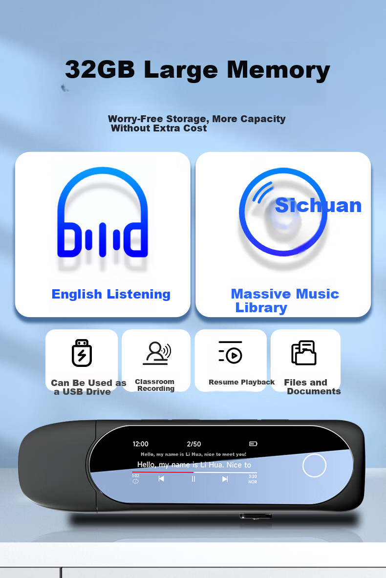 FAMUE BF10 MP3/MP4 Lossless Music Player, Smart WIFI Closed Network System, Student Bluetooth Portable Player, English-Specific Dictionary Translation, 40GB 14