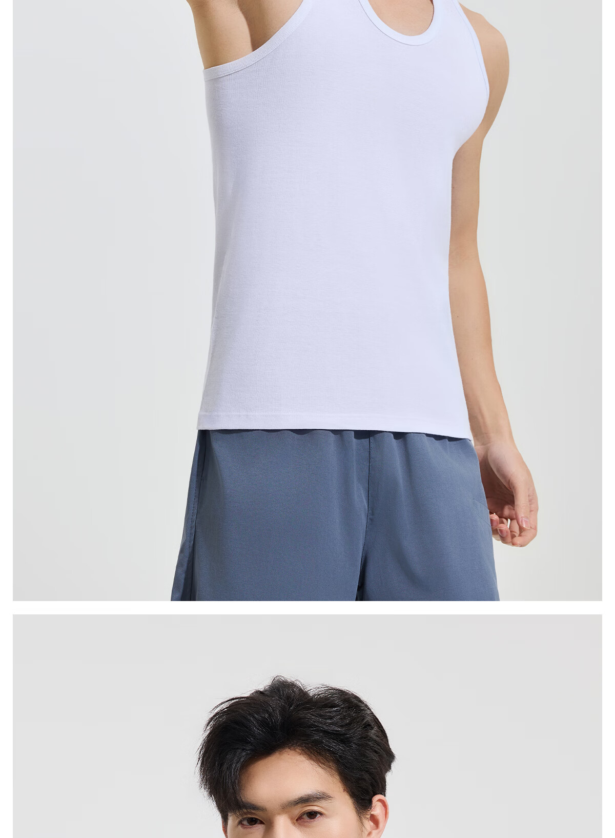 Yiershuang [Cooling Mint] Men's 100% Cotton 10A Antibacterial Sweat-Absorbing Sleeveless T-Shirt Sports High Elastic Base Layer Vest 22