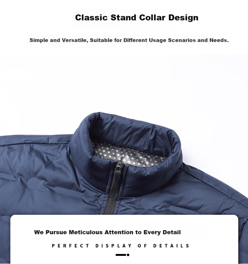 ROMON Men's Down Jacket Winter Trendy Casual Comfortable Warm Stand Collar Coat Black M 7918 7